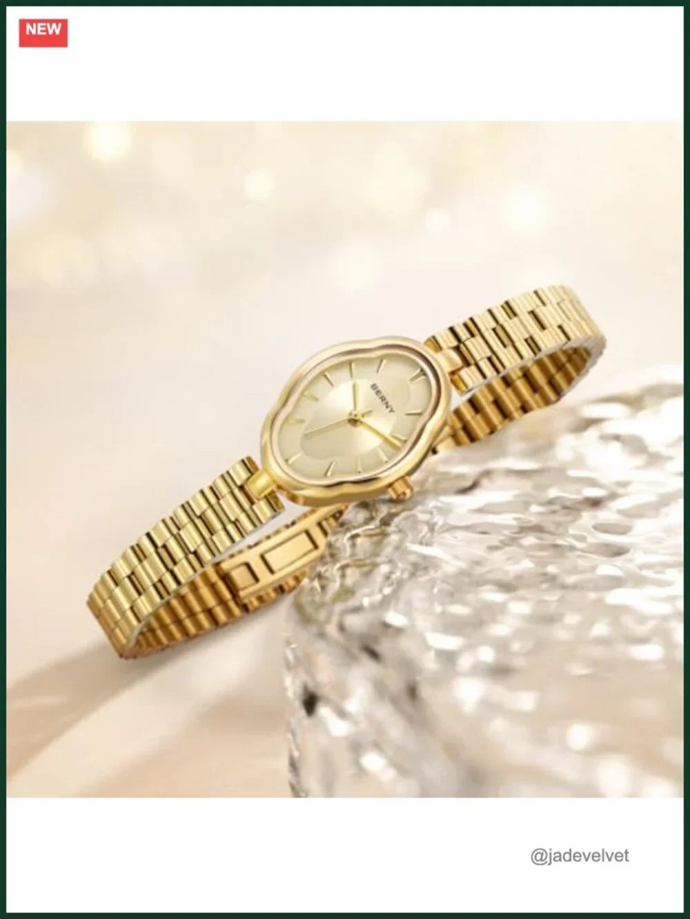 Women's Vintage Copper Mirrors Shape Quartz Wrist Watch Japanese Movement